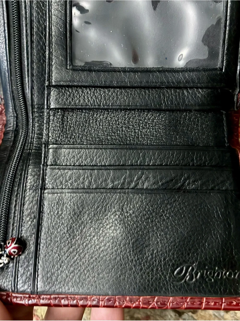 Brighton Two-Tone Ladybug Wallet - Black & Burgundy